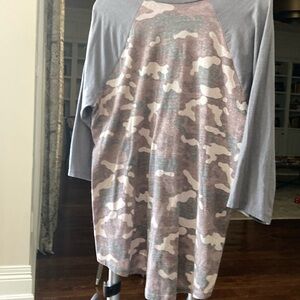 Torrid Gray and Camouflage Raglan Top